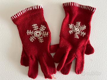 Guanti rossi natalizi in lana