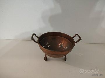 Antico Scolapasta/Colino in Rame con Piedini