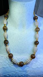 collana ceramica/occhio di tigre 