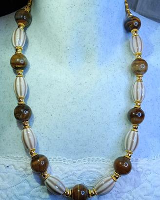 collana ceramica/occhio di tigre 