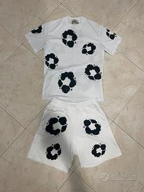 completo demin tears con fiori