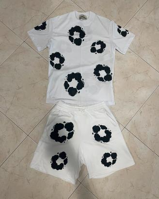 completo demin tears con fiori