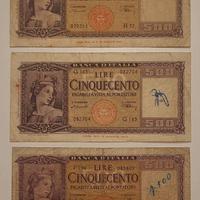 GIRO COMPLETO BANCONOTA 500 LIRE 1947-1961