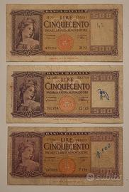 GIRO COMPLETO BANCONOTA 500 LIRE 1947-1961