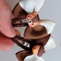 Clips farfalle capelli Bosco & Autunno NUOVE panna