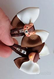 Clips farfalle capelli Bosco & Autunno NUOVE panna