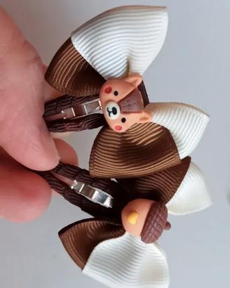 Clips farfalle capelli Bosco & Autunno NUOVE panna