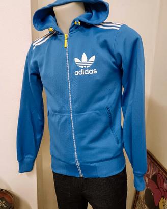 ADIDAS FELPA TESSUTO TECNICO BLU ROYAL CERNIERA XS