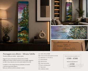 Quadro verticale firmato Silvana Tafolla paesaggio