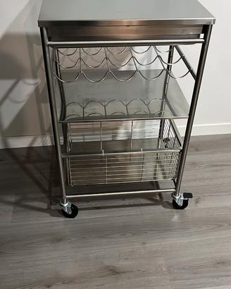 Carrello Portabottiglie in Acciaio Inox