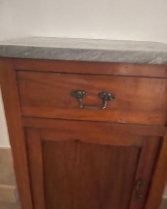 Coppia comodini antichi legno e marmo