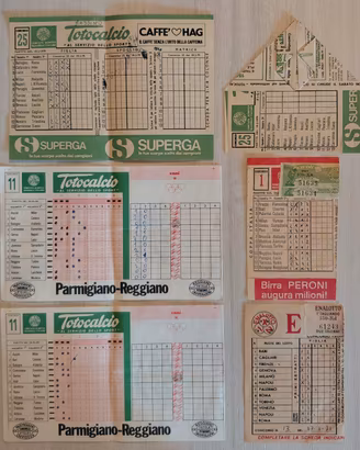 6 Schedine Totocalcio ed Enalotto 1969/1989