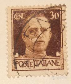 POSTE ITALIANE FRANCOBOLLO CENT. 30 REGNO VITTORIO