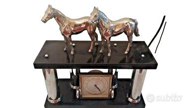 Orologio da tavolo Art Déco d'epoca in marmo nero