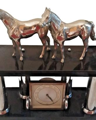 Orologio da tavolo Art Déco d'epoca in marmo nero