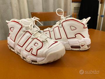 Nike uptempo bianche e rosse sale