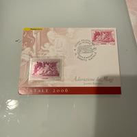 Francobollo in argento puro adorazione dei magi -