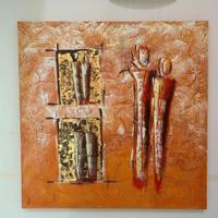 Quadro Moderno astratto 90x90 tonalità calde