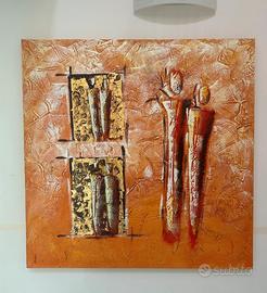 Quadro Moderno astratto 90x90 tonalità calde