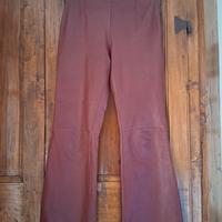 Pantalone in vera pelle bordeaux