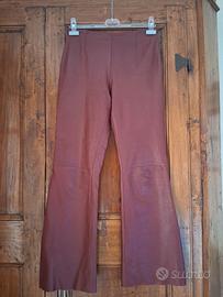Pantalone in vera pelle bordeaux