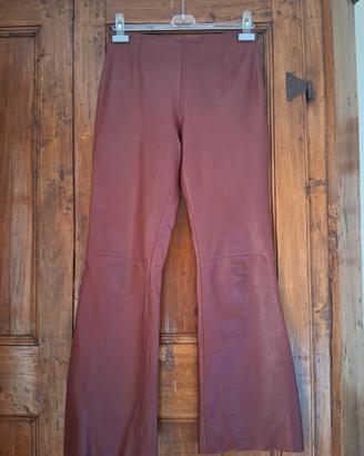 Pantalone in vera pelle bordeaux