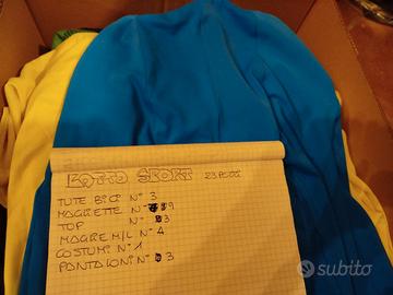 lotto di 23 pezzi abbigliamento sportivo(bici,ecc)