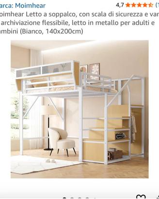 Letto matrimoniale alla francese a soppalco