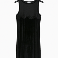 Abito nero di Pierre Cardin in velluto con dettagl