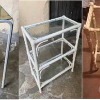 mobiletti carrellino vetro bambù bianco