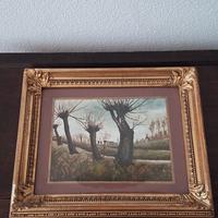 Quadro olio su cartoncino, antico, firmato,  1900