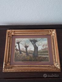 Quadro olio su cartoncino, antico, firmato,  1900