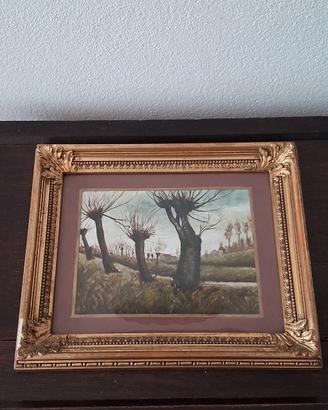 Quadro olio su cartoncino, antico, firmato,  1900