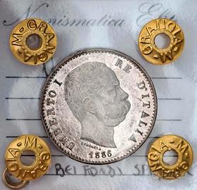 1 lira argento 1886 periziata spl/fdc, Umberto I 