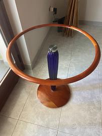 Tavolino design rotondo 70cm - Vetro e legno cilie