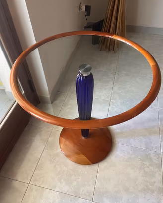 Tavolino design rotondo 70cm - Vetro e legno cilie