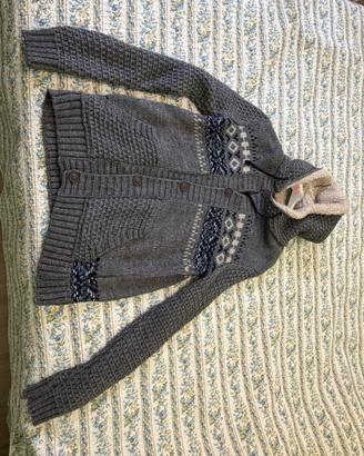 Cardigan Celio XL grigio con cappuccio