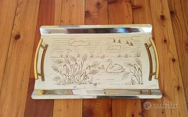 Vassoio in acciaio 40 x 25 cm vintage