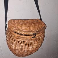 Cestino Pesca / Funghi in Vimini con Tracolla