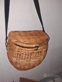Cestino Pesca / Funghi in Vimini con Tracolla