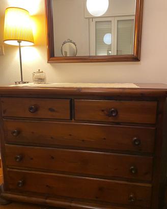 Cassettiera in legno pino massello 4 cassetti