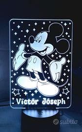 Topolino lampada led personalizzabile con nome 