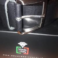 Cintura pelle nera uomo Edoardo Cincotti nuova