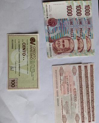 Lotto banconote miste mondiali e assegni italiani