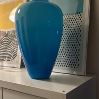 VASO  TURCHESE A FORMA DI ANFORA EFFETRE MURANO