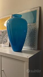 VASO  TURCHESE A FORMA DI ANFORA EFFETRE MURANO