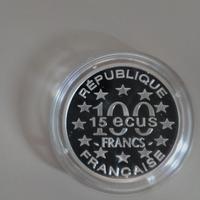 Moneta argento PROOF Francia 100 FR/15 ECUS (1993)