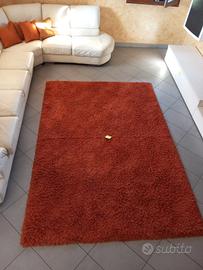 tappeto extra large pelo lungo rosso/arancio