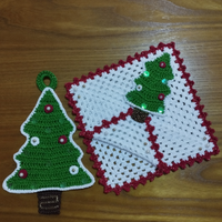 Set portatovaglioli e presina uncinetto