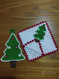 Set portatovaglioli e presina uncinetto